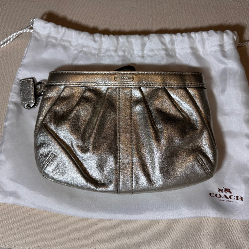 Coach Ergo Platinum Leather Wristlet